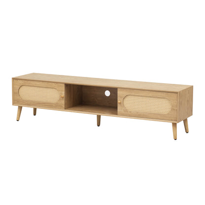 Anders Rattan TV Stand with Sliding Door and Drawer