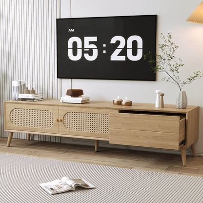 Anders Rattan TV Stand with Sliding Door and Drawer