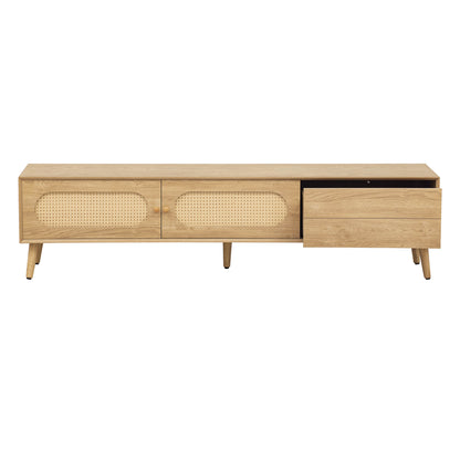 Anders Rattan TV Stand with Sliding Door and Drawer