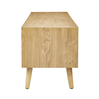 Anders Rattan TV Stand with Sliding Door and Drawer