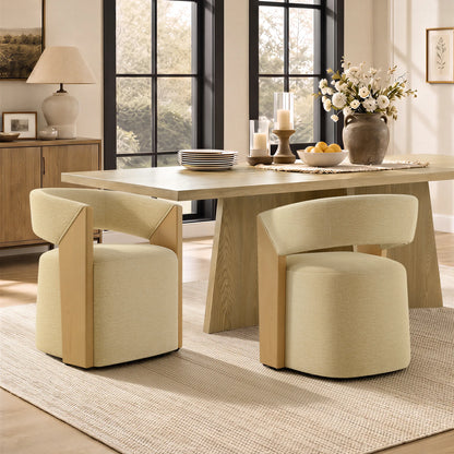 Ansel Modern Rolling Dining Chair with Armrest