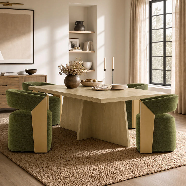Ansel Modern Rolling Dining Chair with Armrest