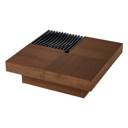 Ari Solid Wood Coffee Table with Modular Hidden Storage