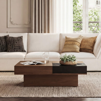 Ari Solid Wood Coffee Table with Modular Hidden Storage