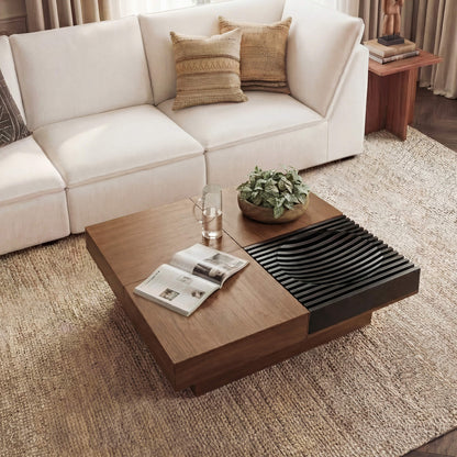 Ari Solid Wood Coffee Table with Modular Hidden Storage
