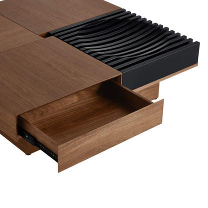 Ari Solid Wood Coffee Table with Modular Hidden Storage