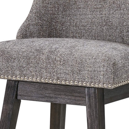 Asher swivel stool close-up in herringbone fabric with silver nailhead trim - CHITA Living