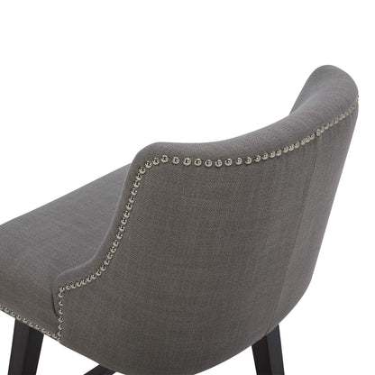 Gray Asher swivel stool showcasing silver nailhead trim and soft upholstery - CHITA Living