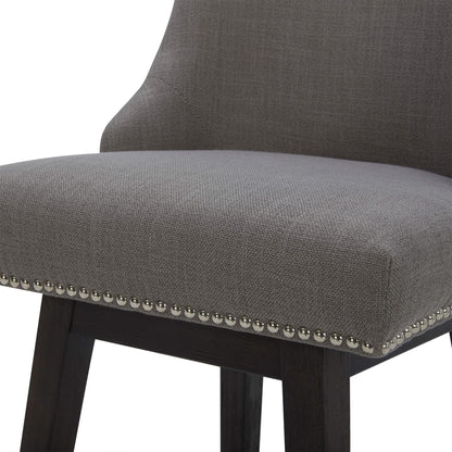 Gray Asher swivel stool close-up with silver nailhead trim detail on the seat - CHITA Living