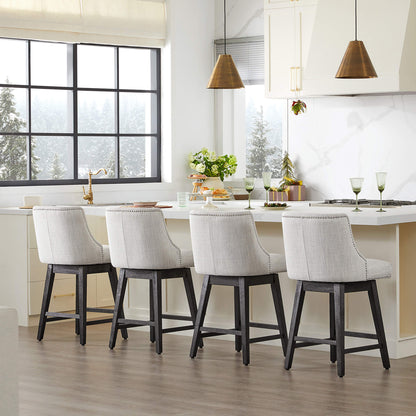 Asher swivel bar stools with silver nailhead trim in modern kitchen with island - CHITA Living