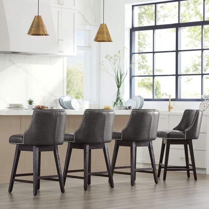 Asher swivel bar stools with silver nailhead trim in a contemporary kitchen - CHITA Living