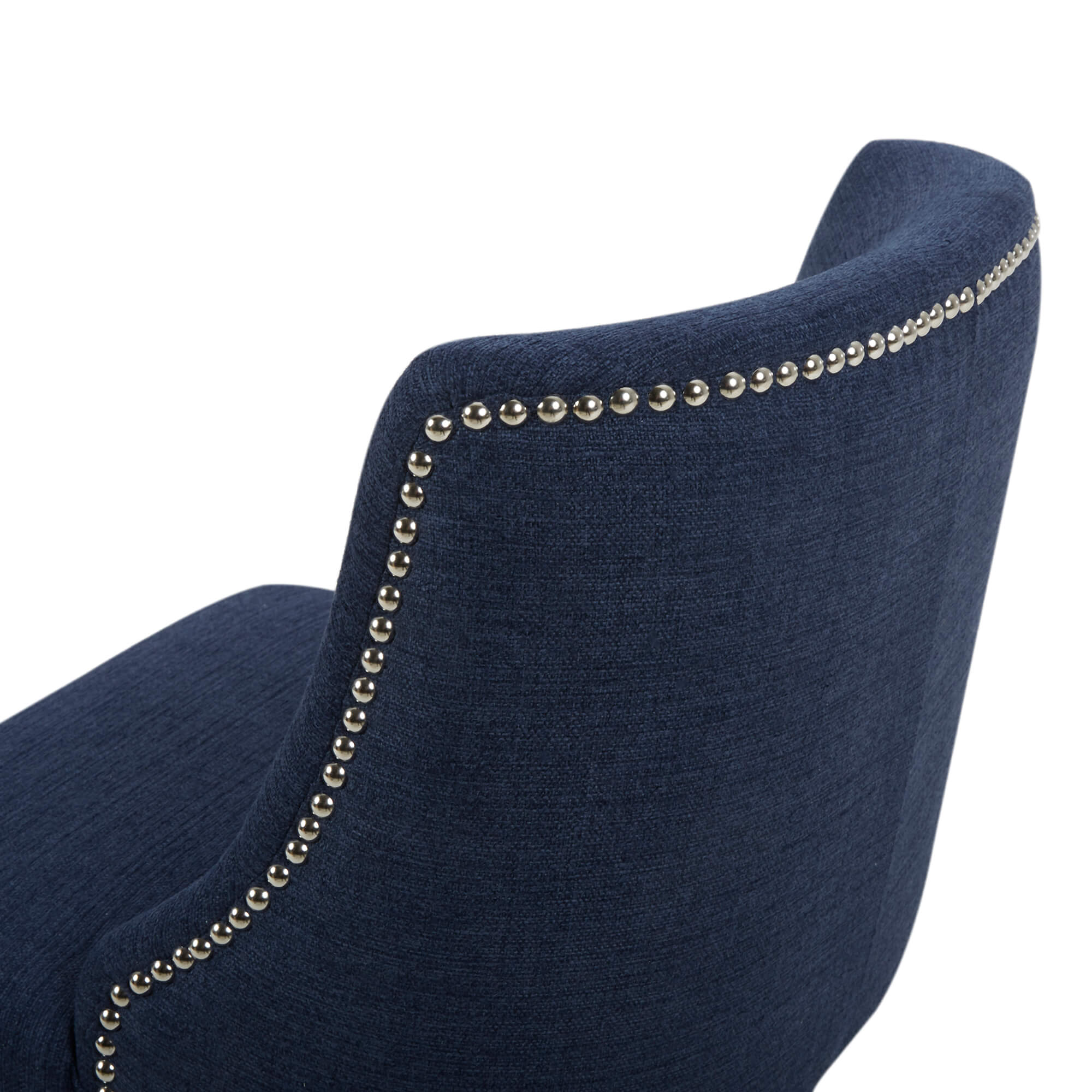 Navy Asher swivel stool back with silver nailhead trim detail - CHITA Living