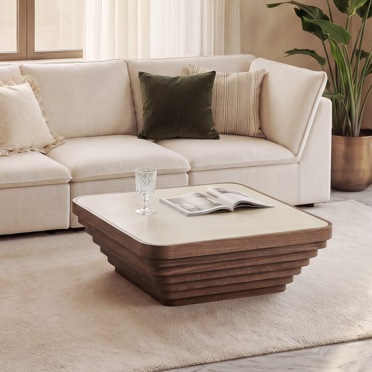 Aso Drum Wood Coffee Table with Sintered Stone