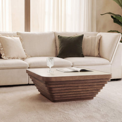 Aso Drum Wood Coffee Table with Sintered Stone