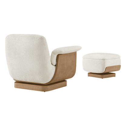 Aspen Modern Round Swivel Chair with Storage Ottoman