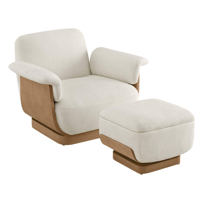 Aspen Modern Round Swivel Chair with Storage Ottoman