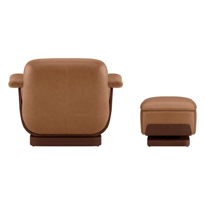 Aspen Modern Round Swivel Chair with Storage Ottoman