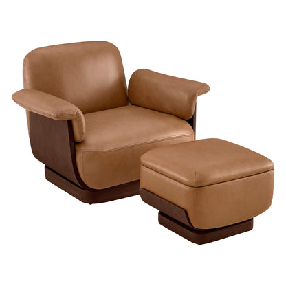 Aspen Modern Round Swivel Chair with Storage Ottoman