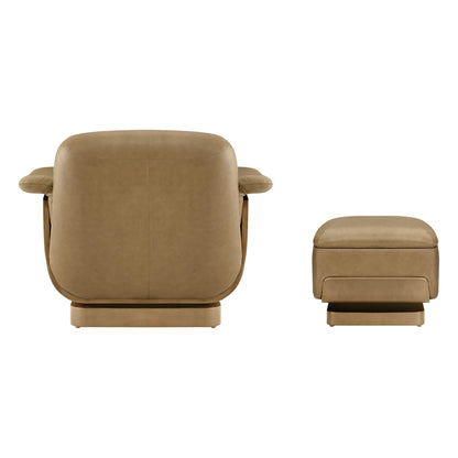 Aspen Modern Round Swivel Chair with Storage Ottoman