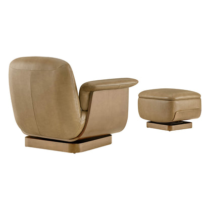 Aspen Modern Round Swivel Chair with Storage Ottoman