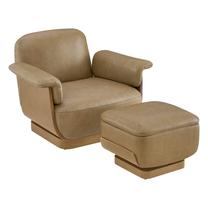 Aspen Modern Round Swivel Chair with Storage Ottoman