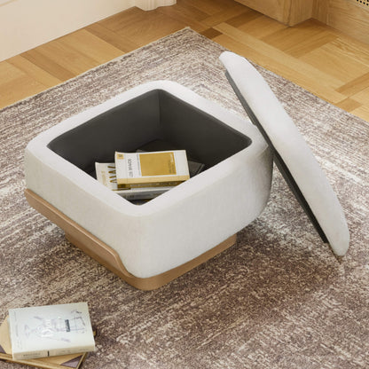 Aspen Modern Round Swivel Chair with Storage Ottoman