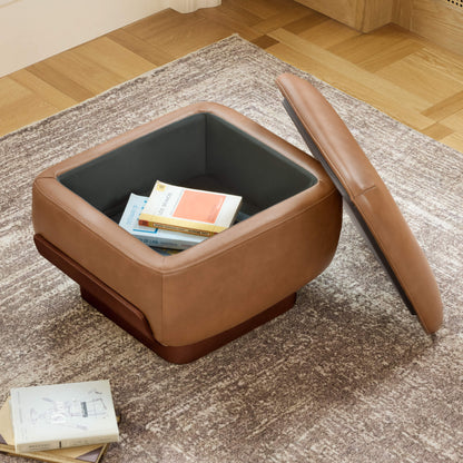 Aspen Modern Round Swivel Chair with Storage Ottoman