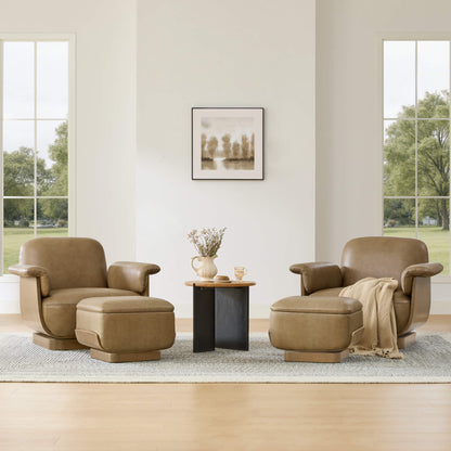 Aspen Modern Round Swivel Chair with Storage Ottoman