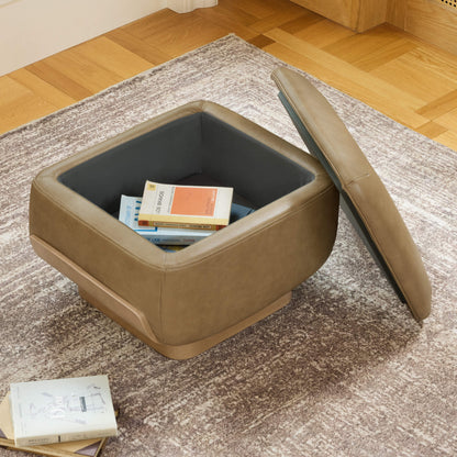 Aspen Modern Round Swivel Chair with Storage Ottoman