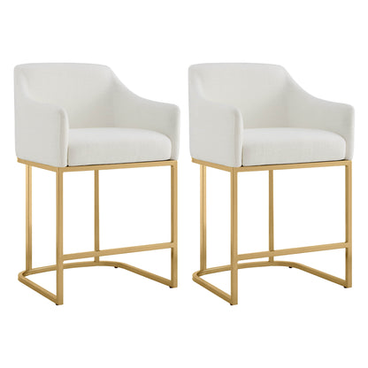 Aubrey Modern Barrel Counter Stools  (Set of 2)