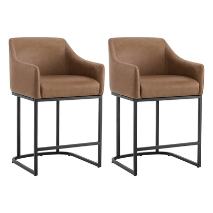 Aubrey Modern Barrel Counter Stools  (Set of 2)
