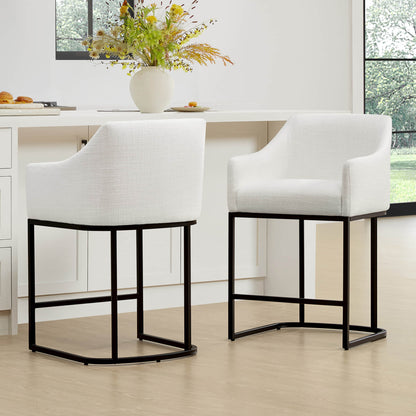 Aubrey Modern Barrel Counter Stools  (Set of 2)