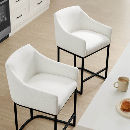 Aubrey Modern Barrel Counter Stools  (Set of 2)