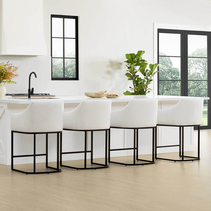 Aubrey Modern Barrel Counter Stools  (Set of 2)