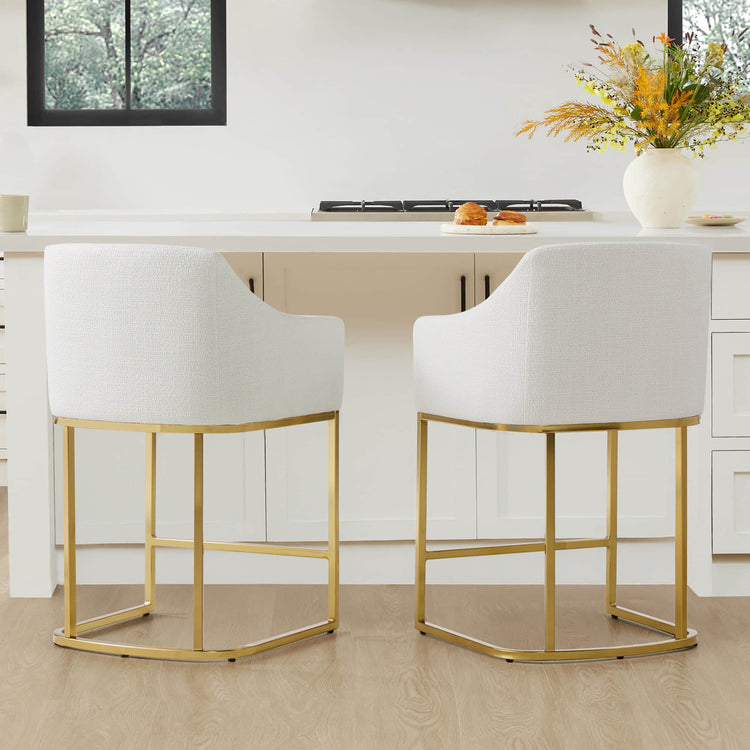 Aubrey Modern Barrel Counter Stools  (Set of 2)