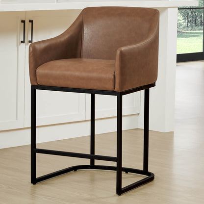 Aubrey Modern Barrel Counter Stools  (Set of 2)