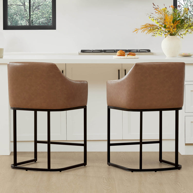 Aubrey Modern Barrel Counter Stools  (Set of 2)