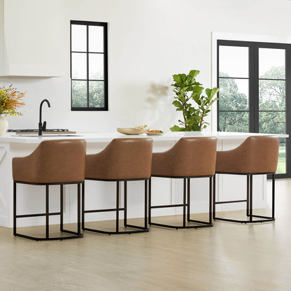 Aubrey Modern Barrel Counter Stools  (Set of 2)