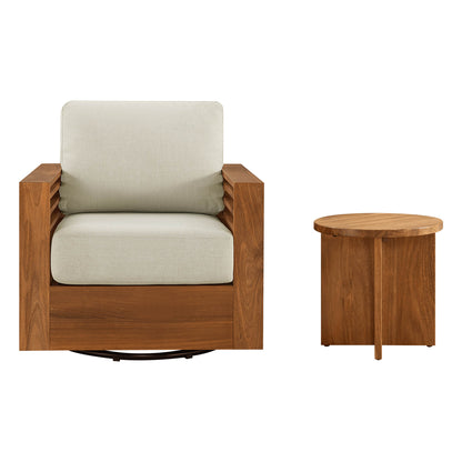 Beatriz Modern Outdoor Acacia Wood Slatted Swivel Bistro Set