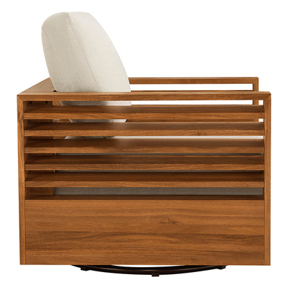 Beatriz Modern Outdoor Acacia Wood Slatted Swivel Chair