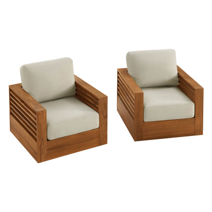 Beatriz Modern Outdoor Acacia Wood Slatted Swivel Bistro Set