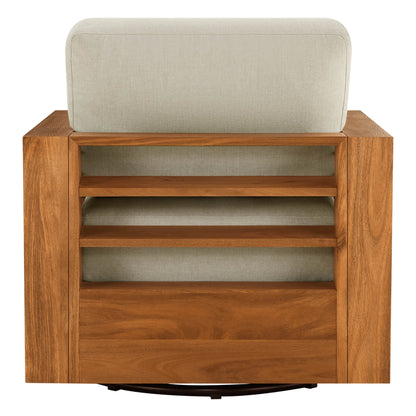 Beatriz Modern Outdoor Acacia Wood Slatted Swivel Chair