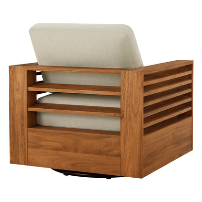 Beatriz Modern Outdoor Acacia Wood Slatted Swivel Bistro Set