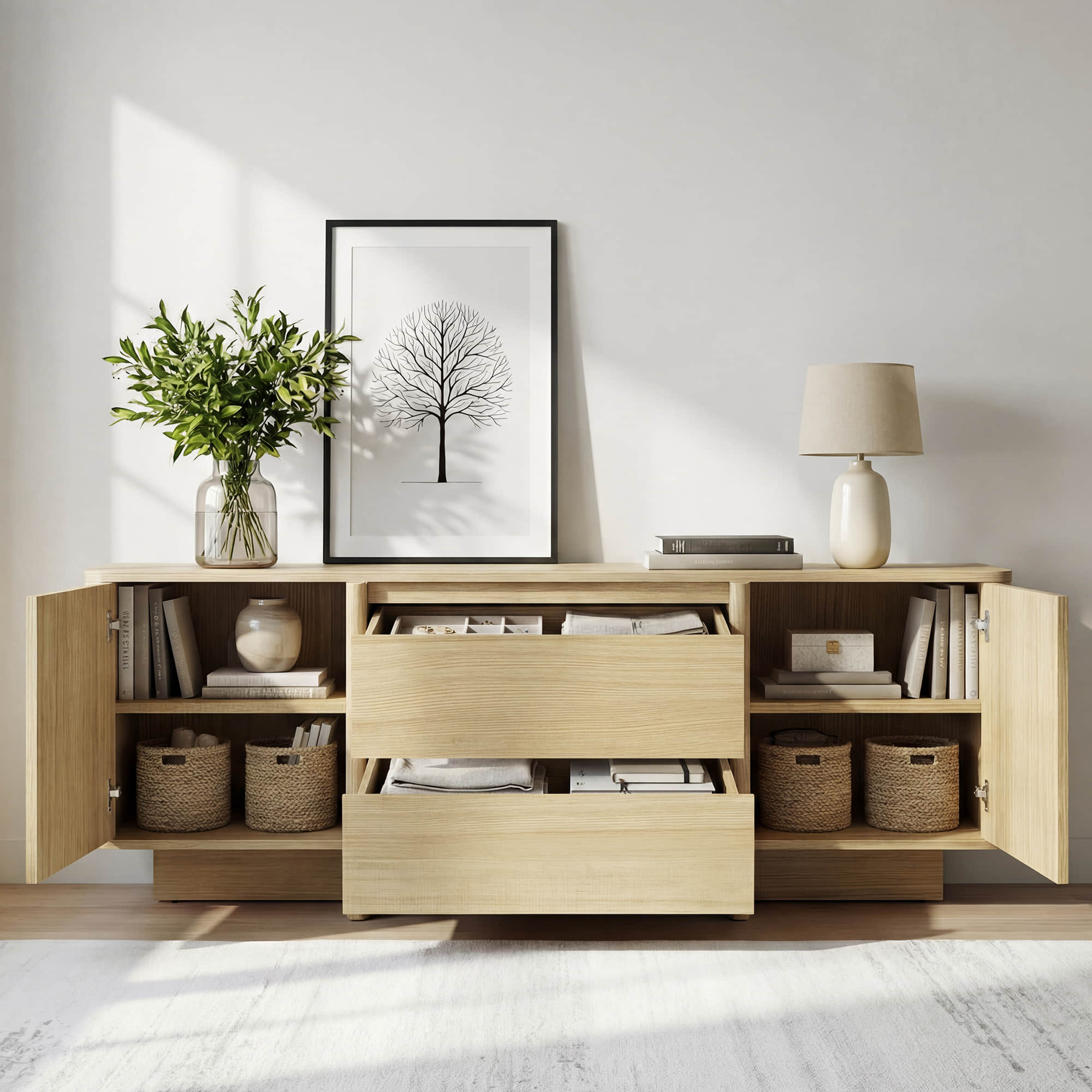 Bennett 62" Modern Arched Wood TV Stand