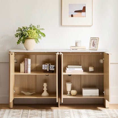 Bowen – 61” Fluted Wood Sideboard, High-Leg