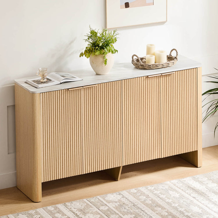 Bowen – 61” Fluted Wood Sideboard, High-Leg