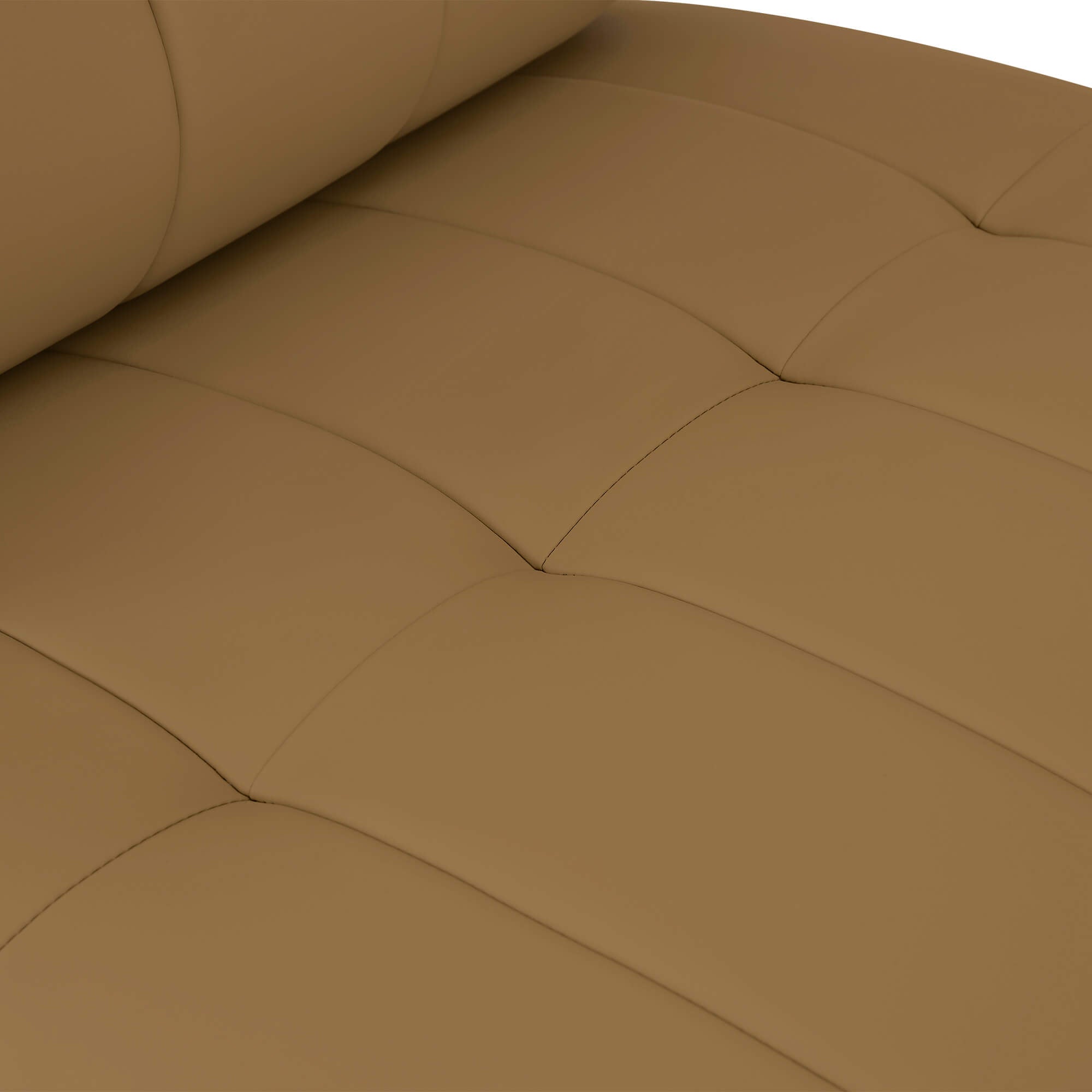 Brenda Adjustable Geometric Accent Chair seat in Cafe Brown faux leather with tufted stitching