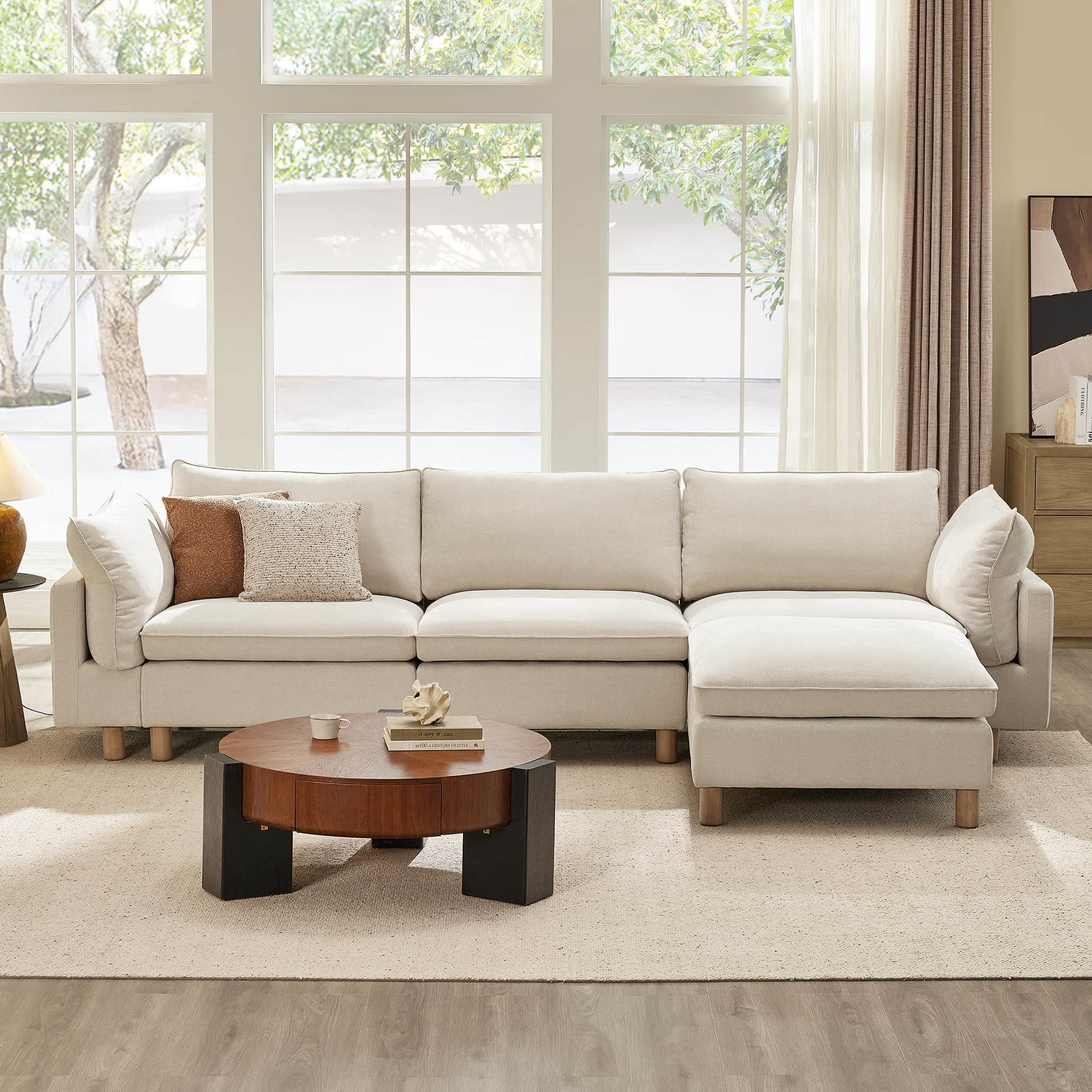 Brendon Modular 4-Seat Sectional Sofa with Wood Leg