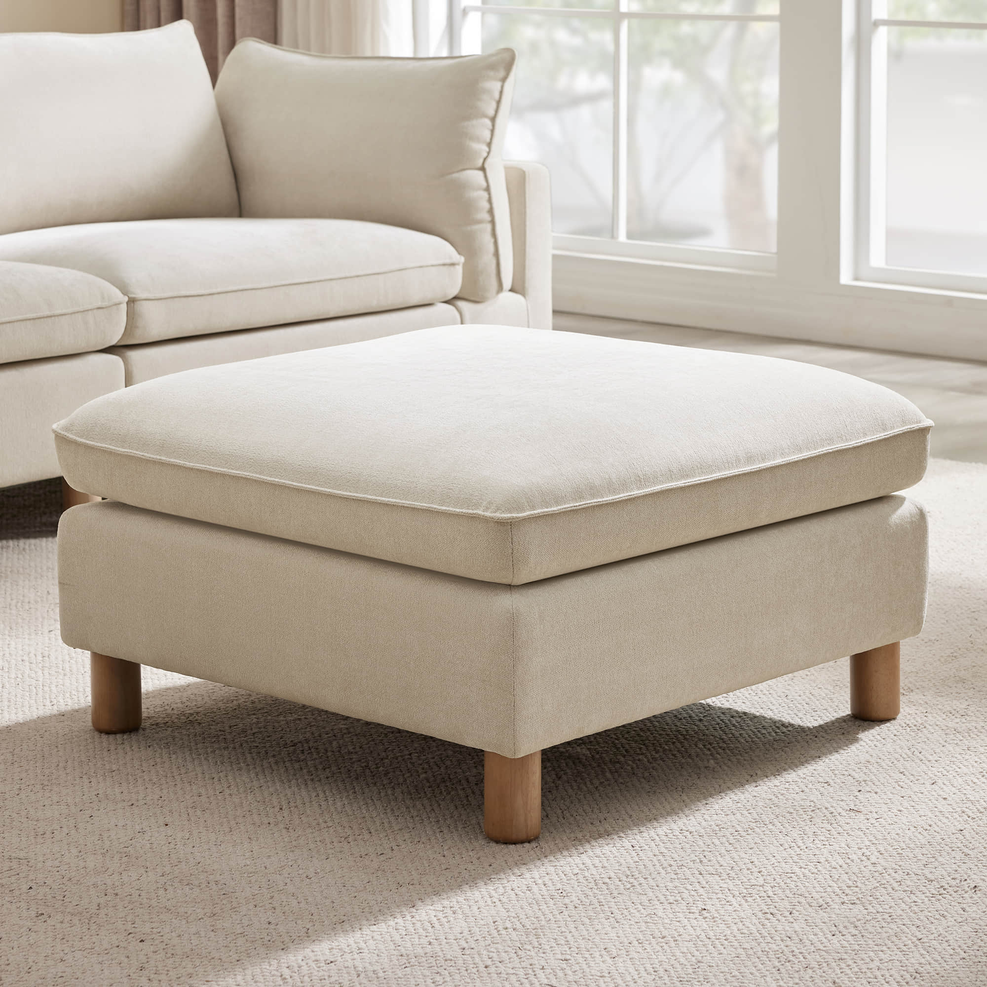 Brendon Modular Ottoman with Wood Leg