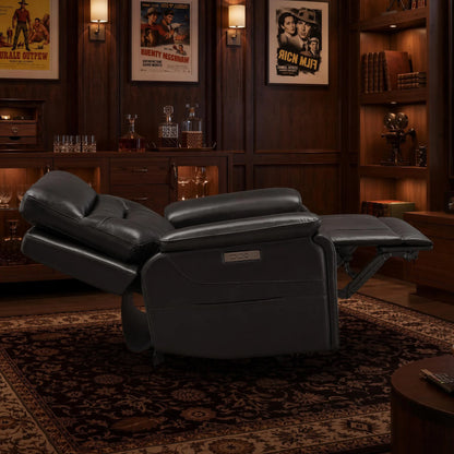 Hamish Genuine Leather Lay-Flat Power Recliner with LED Lighting